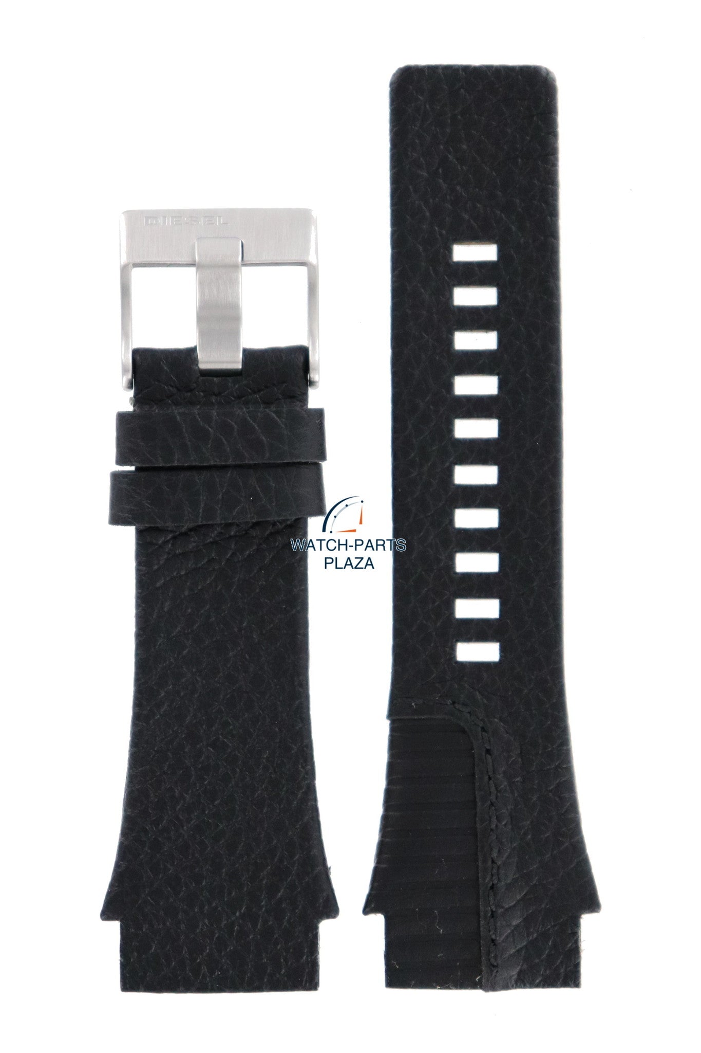 Watch Band Diesel DZ1397 black genuine leather strap 26mm original - Watch Plaza