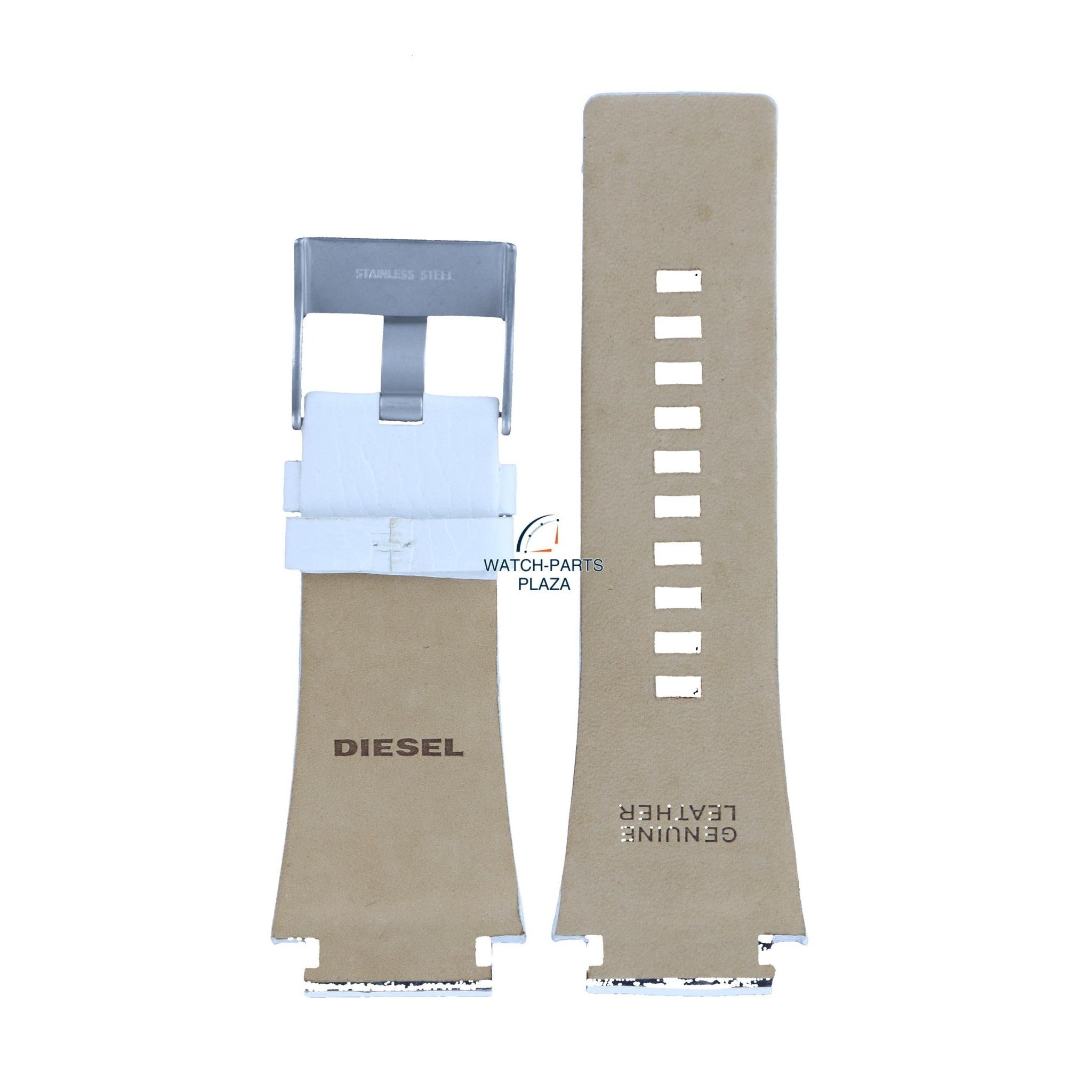 Watch band Diesel DZ1449 Cliffhanger Big white leather strap 25mm original - Watch Plaza