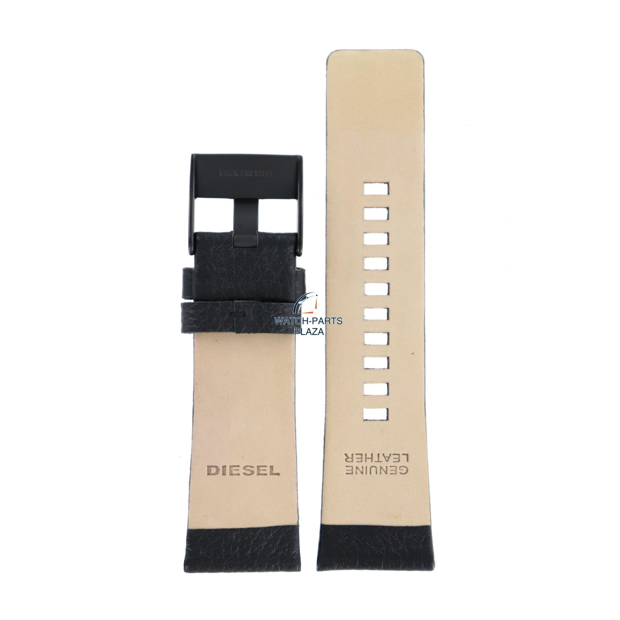 Watch Band Diesel DZ1657 black leather strap 27mm black buckle Master Chief series - Watch Plaza