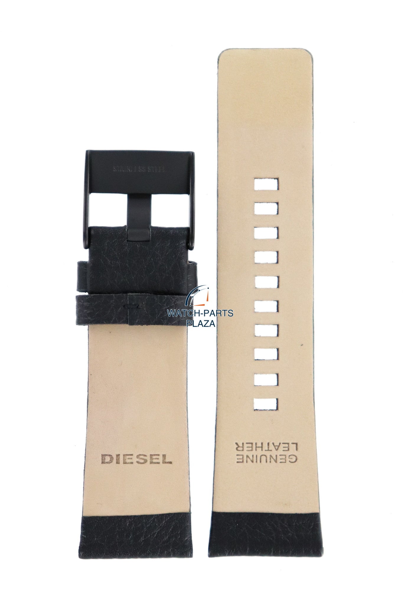 Watch Band Diesel DZ1657 black leather strap 27mm black buckle Master Chief series - Watch Plaza