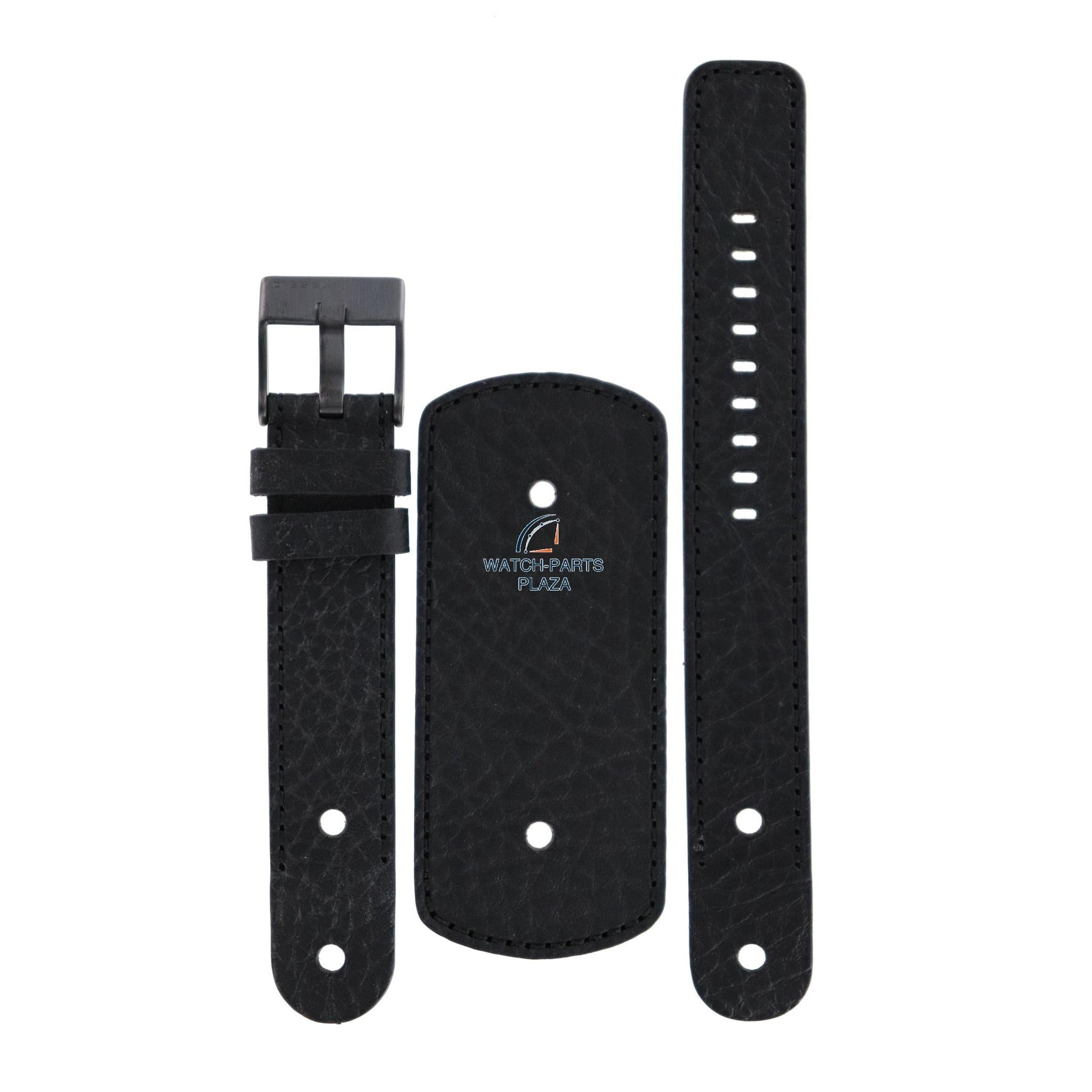 Watch Band Diesel DZ2078 black original cuff leather band 20mm - Watch Plaza