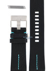 Watch Band Diesel DZ2110 black leather strap 27mm original blue stitching - Watch Plaza