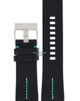 Watch Band Diesel DZ2110 black leather strap 27mm original blue stitching - Watch Plaza