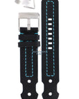 Watch Band Diesel DZ2113 black leather strap 22mm blue stitched - Watch Plaza