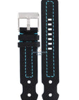 Watch Band Diesel DZ2113 black leather strap 22mm blue stitched - Watch Plaza