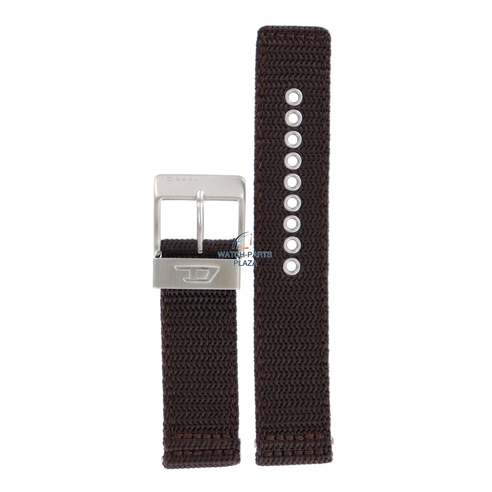 Watch Band Diesel DZ2118 brown military strap 22mm original canvas - Watch Plaza