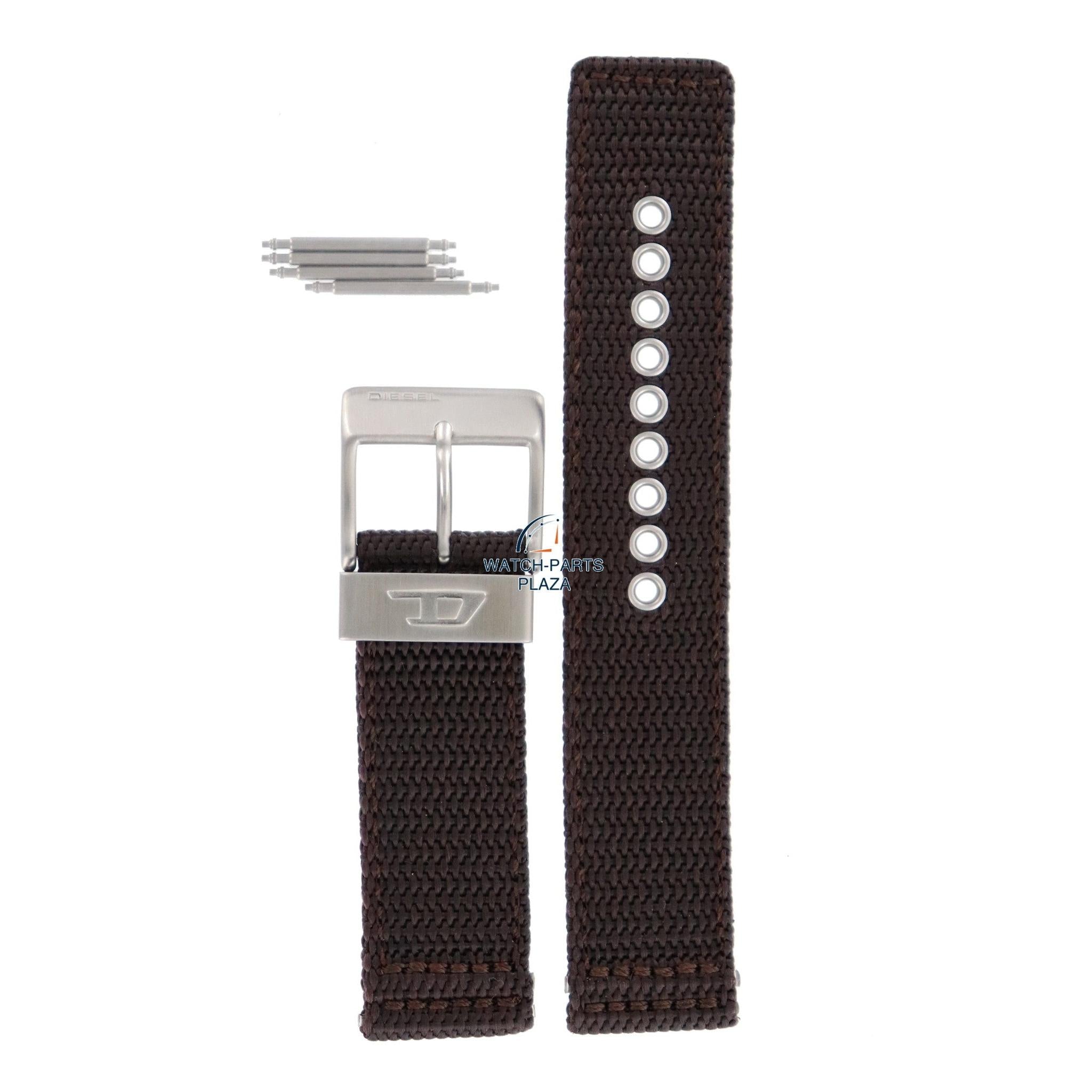 Watch Band Diesel DZ2118 brown military strap 22mm original canvas - Watch Plaza