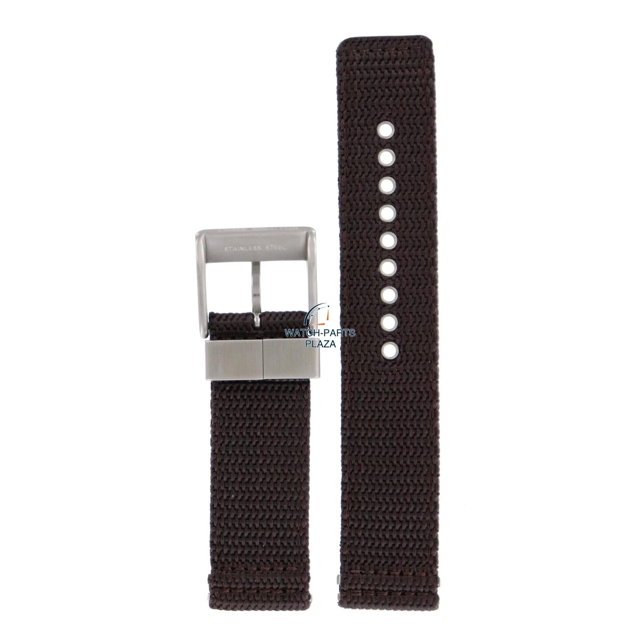 Watch Band Diesel DZ2118 brown military strap 22mm original canvas - Watch Plaza