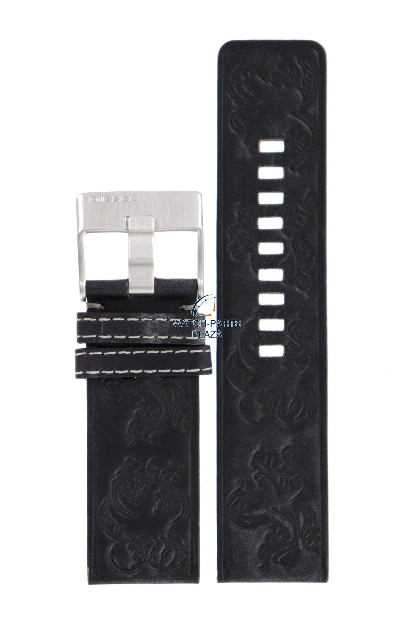 Watch Band Diesel DZ2136 black leather strap 27mm original - Watch Plaza