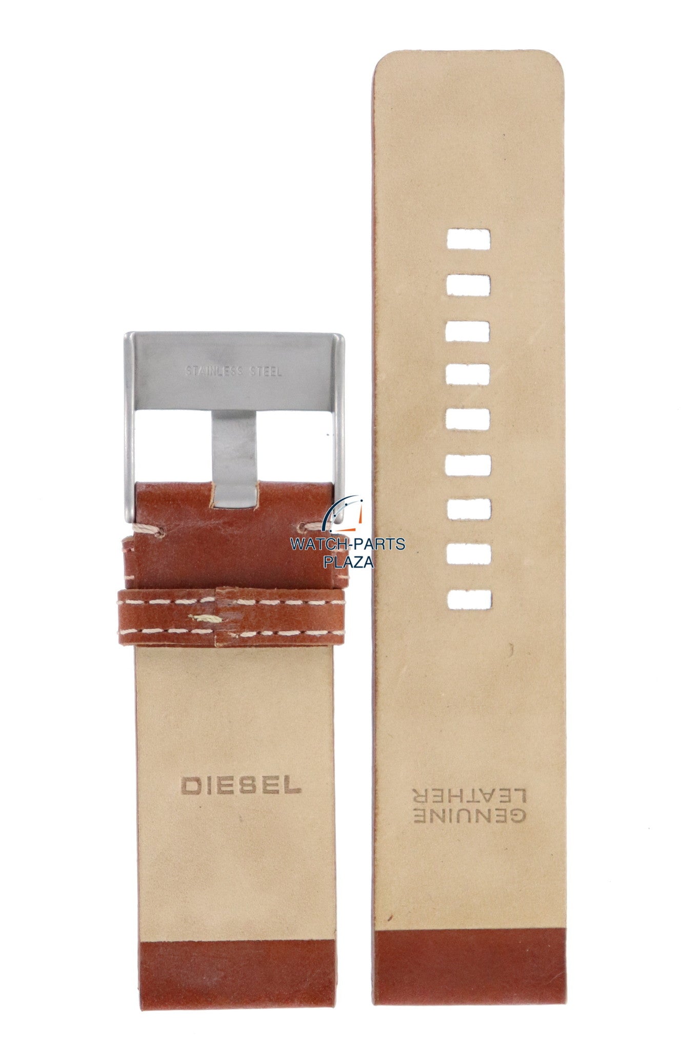 Watch Band Diesel DZ2137 light brown leather strap 26mm original - Watch Plaza