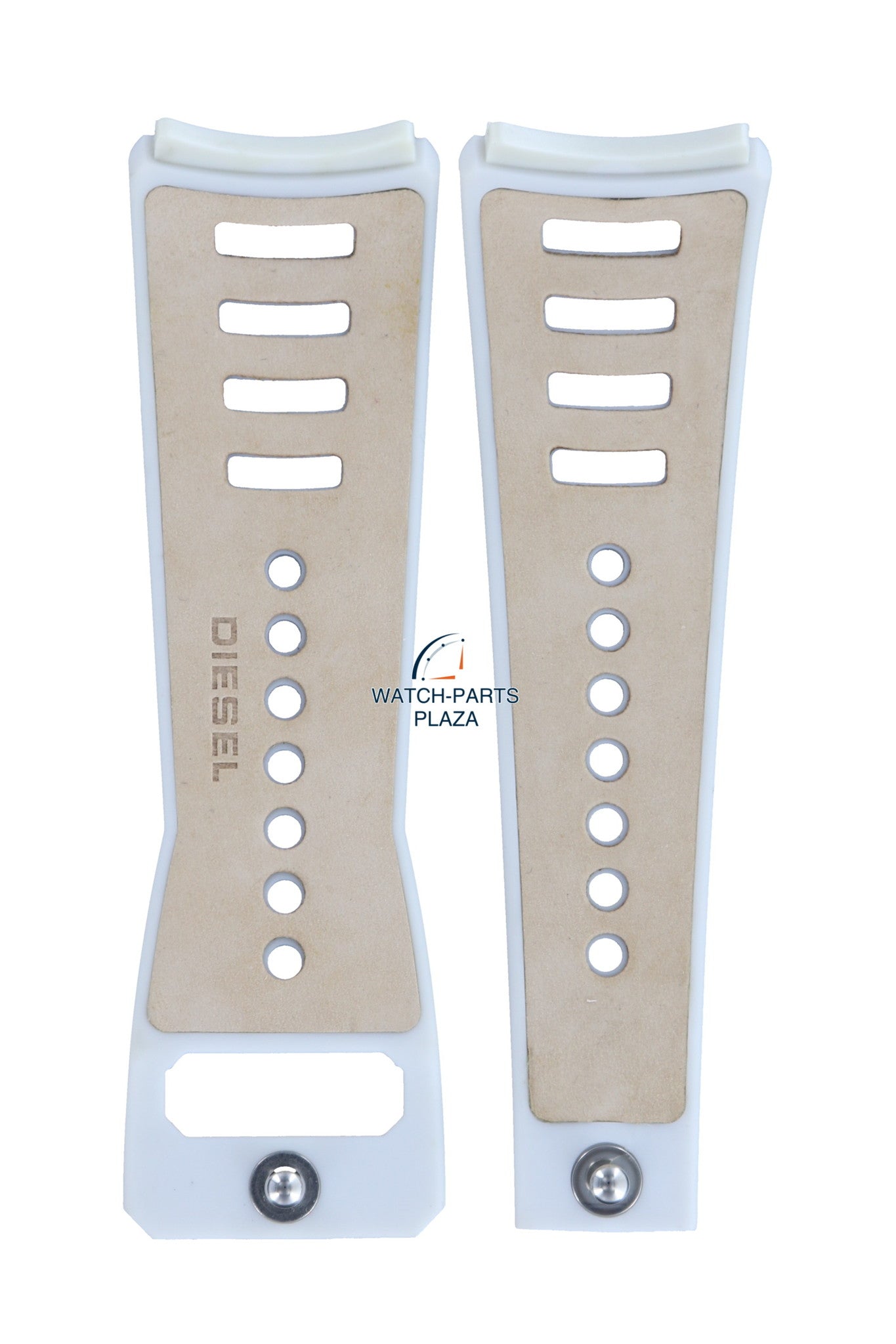 Watch Band Diesel DZ3032 white rubber & leather strap 30mm original - Watch Plaza