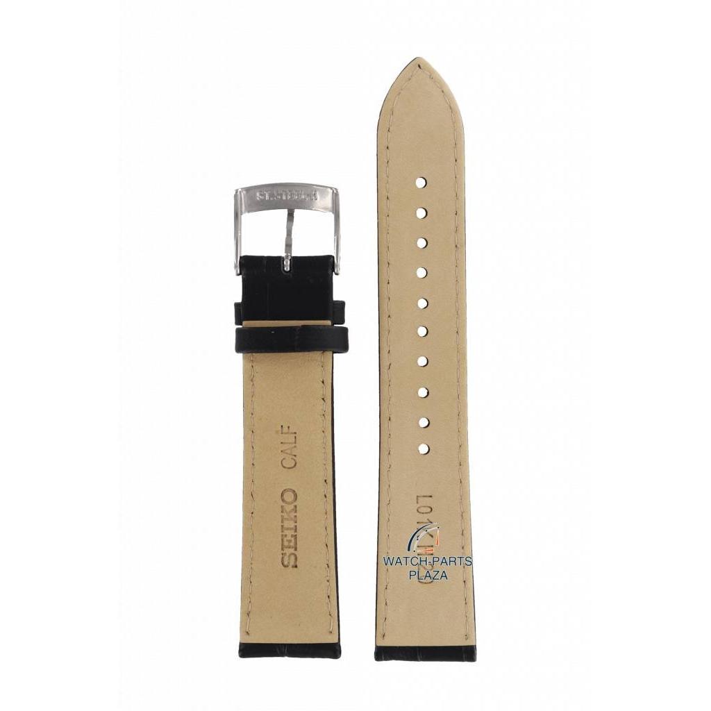 Watch Band for Seiko L01K Black Leather Strap 7T92 0MF0, 0NW0 V158 - 0AH0 SNDC87 - Watch Plaza