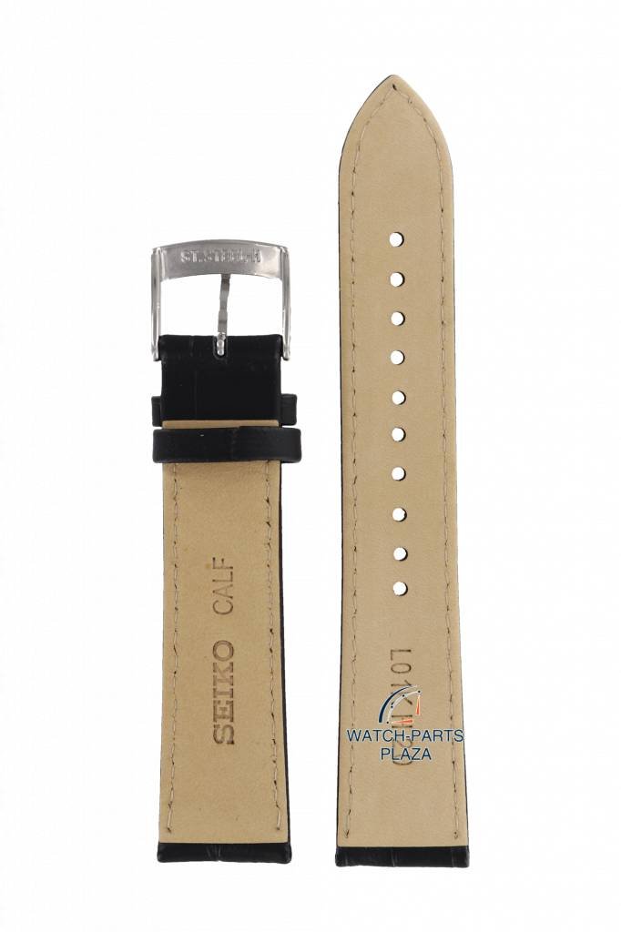 Watch Band for Seiko L01K Black Leather Strap 7T92 0MF0, 0NW0 V158 - 0AH0 SNDC87 - Watch Plaza