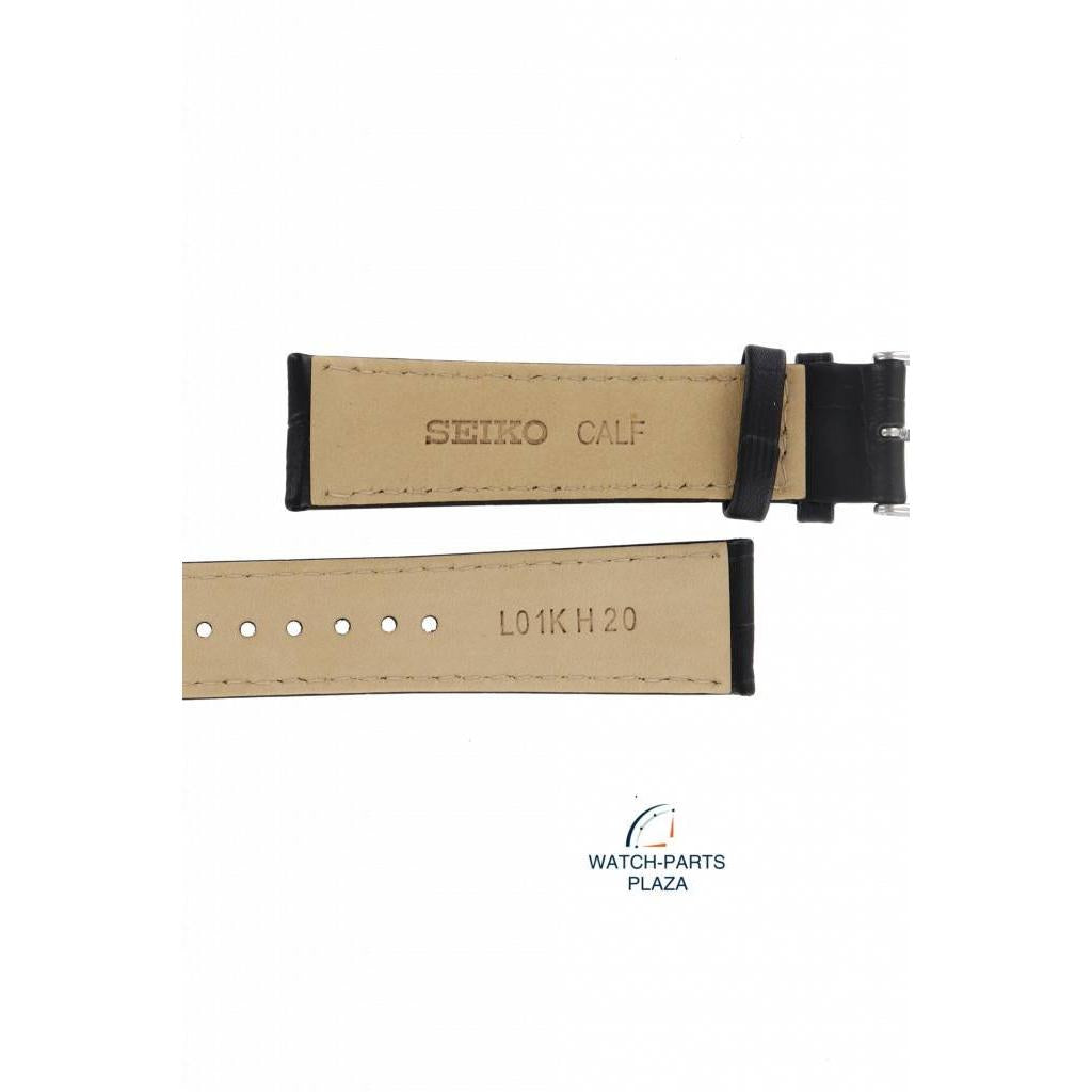 Watch Band for Seiko L01K Black Leather Strap 7T92 0MF0, 0NW0 V158 - 0AH0 SNDC87 - Watch Plaza