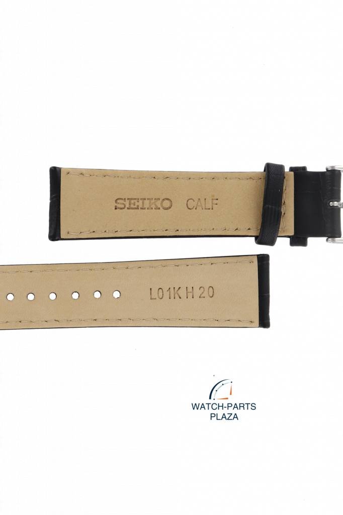 Watch Band for Seiko L01K Black Leather Strap 7T92 0MF0, 0NW0 V158 - 0AH0 SNDC87 - Watch Plaza