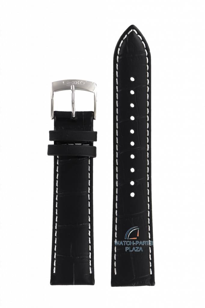 Watch Band for Seiko L01K Black Leather Strap 7T92 0MF0, 0NW0 V158 - 0AH0 SNDC87 - Watch Plaza