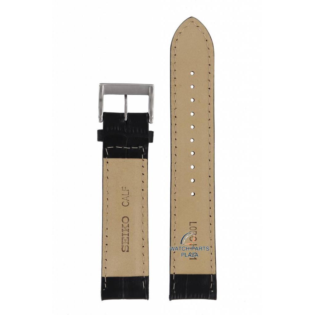 Watch Band for Seiko SSC223 Solar Black Leather Strap V175 - 0CH0 LOBC H 21 mm - Watch Plaza
