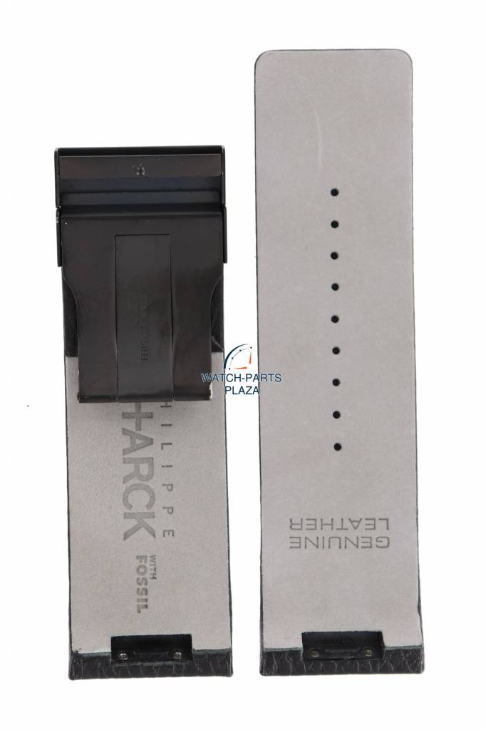 Watch Band Philippe Starck PH5010 Black Leather Strap 30mm - Watch Plaza