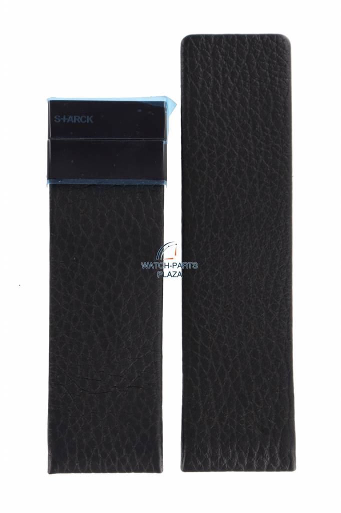 Watch Band Philippe Starck PH5010 Black Leather Strap 30mm - Watch Plaza