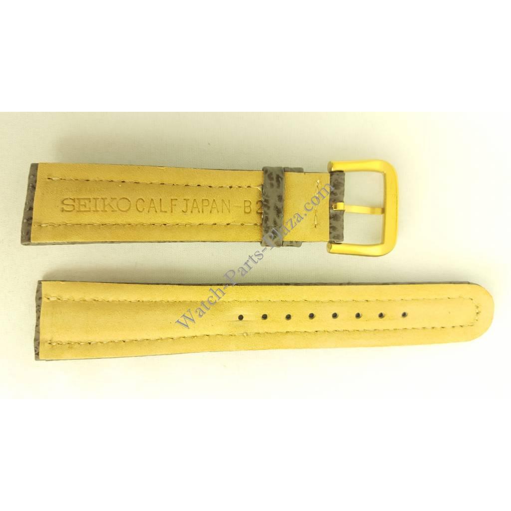 Watch Band Seiko Moon Sports 150 6F24 - 7010 / 6M25 - 6000 Grey Leather Strap 20mm 7N42 - Watch Plaza