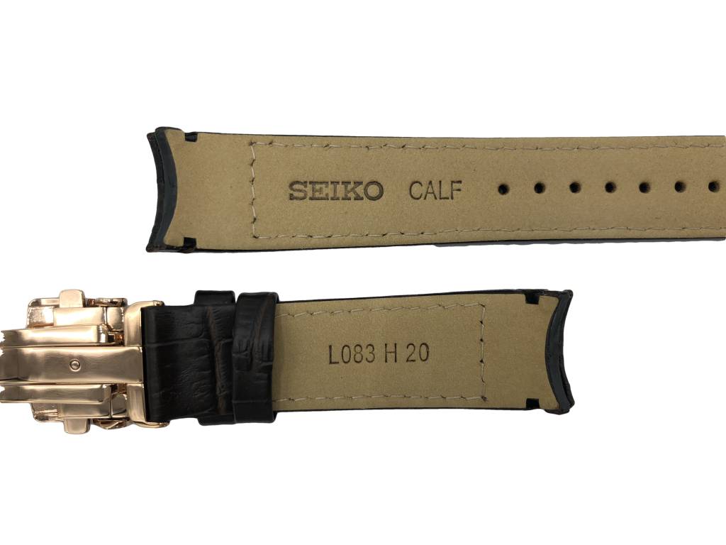 Watch Band Seiko Premier Kinetic SRX008P1 Brown Strap 5D88 - 0AD0 Rosé Clasp - Direct Drive - Watch Plaza