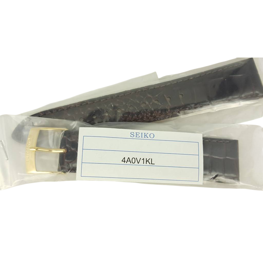 Watch band Seiko SMY110 Brown leather strap 4A0V1 B 20mm gold clasp 5M63 - 0AF0 - Watch Plaza