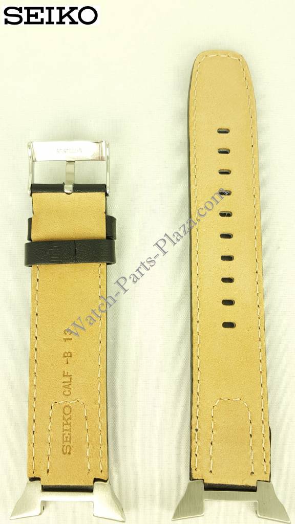 Watch Band Seiko SNAA37 black leather strap 7T62 - 0GW0 13mm 4LC4JB - Watch Plaza