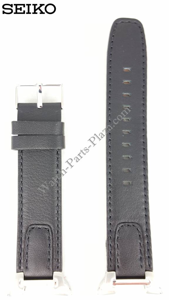 Watch Band Seiko SNAA37 black leather strap 7T62 - 0GW0 13mm 4LC4JB - Watch Plaza