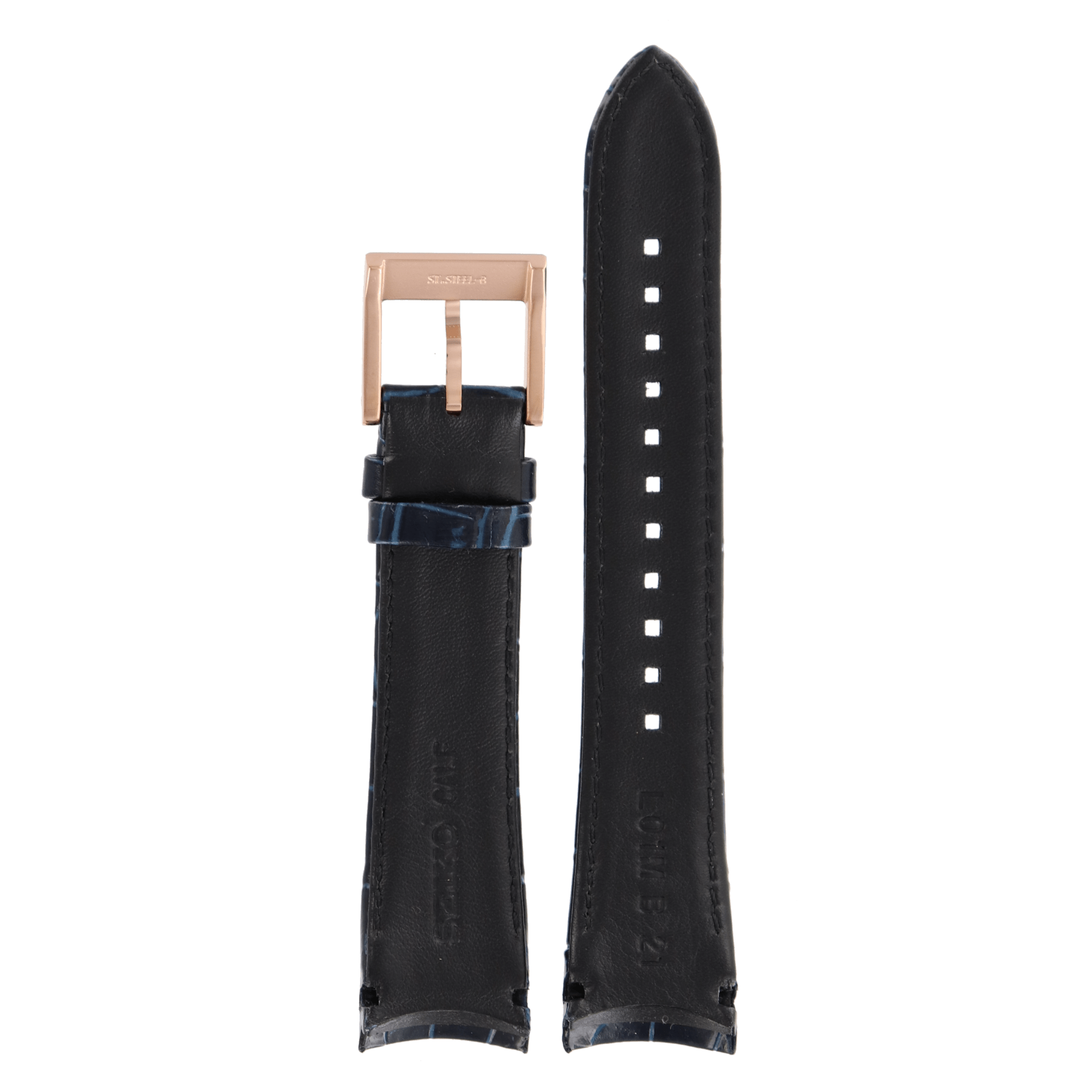 Watch Band Seiko Sportura SNP064 blue leather strap 7D48 - 0AK0 gold buckle 21mm L01M - Watch Plaza