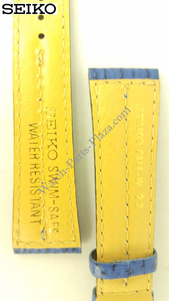 Watch Band Seiko SQ100 7T32 - 7C40 Swim Safe Strap 22mm Blue Leather - Watch Plaza