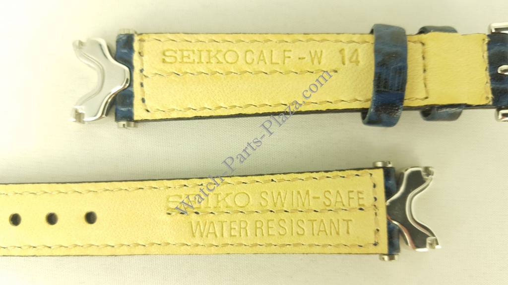 Watch Band Seiko SQ50 7N89 - F150 Dark Blue Leather Strap 14 mm Swim Safe SXC326F1 - Watch Plaza