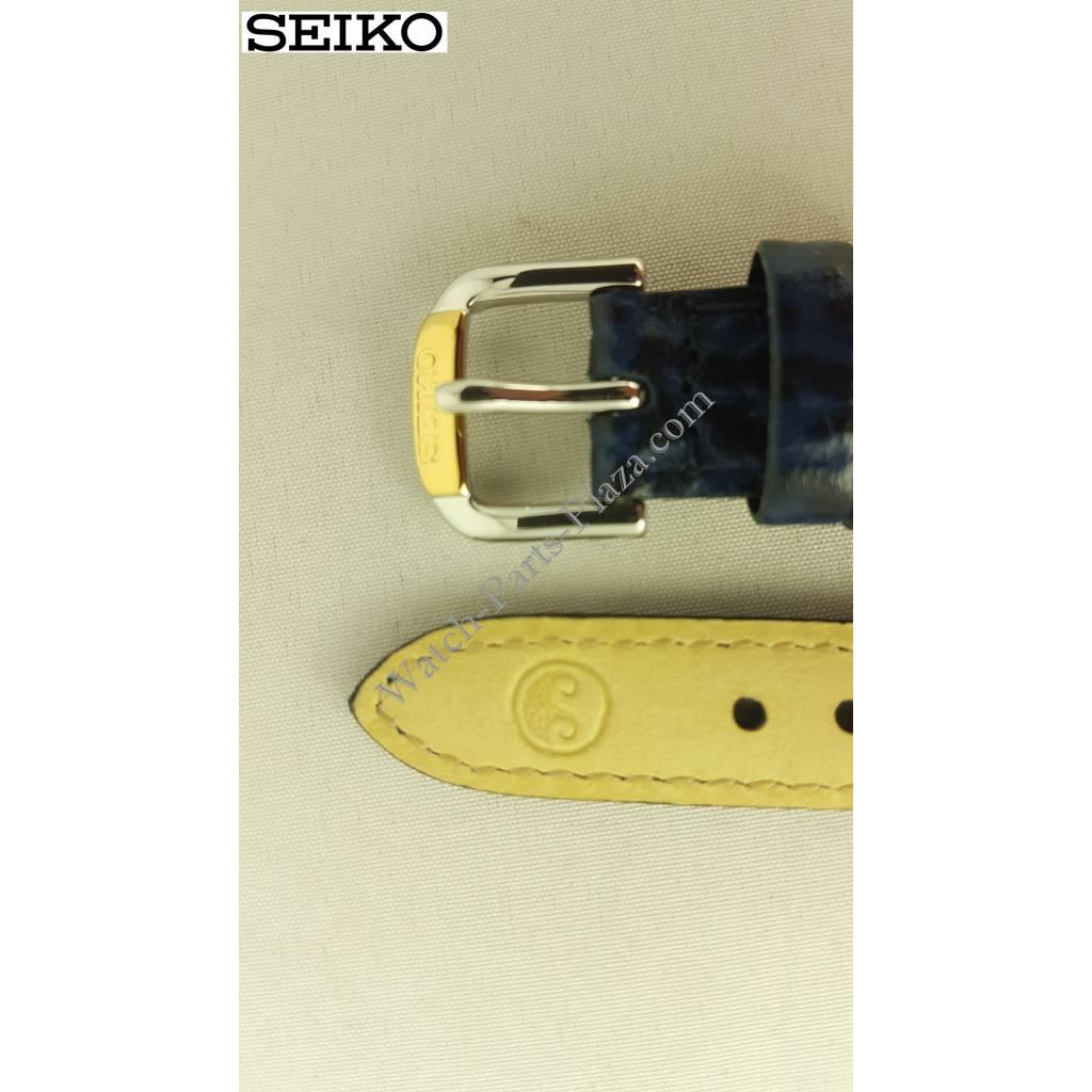 Watch Band Seiko SQ50 7N89 - F150 Dark Blue Leather Strap 14 mm Swim Safe SXC326F1 - Watch Plaza