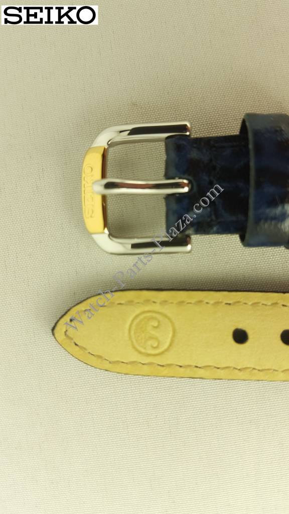 Watch Band Seiko SQ50 7N89 - F150 Dark Blue Leather Strap 14 mm Swim Safe SXC326F1 - Watch Plaza