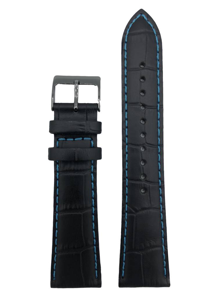 Watch Band SNDD71 Black ION Leather 7T92 - 0NK0 Strap L08C H 22mm Replacement - Watch Plaza