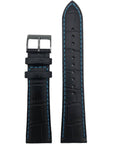 Watch Band SNDD71 Black ION Leather 7T92 - 0NK0 Strap L08C H 22mm Replacement - Watch Plaza