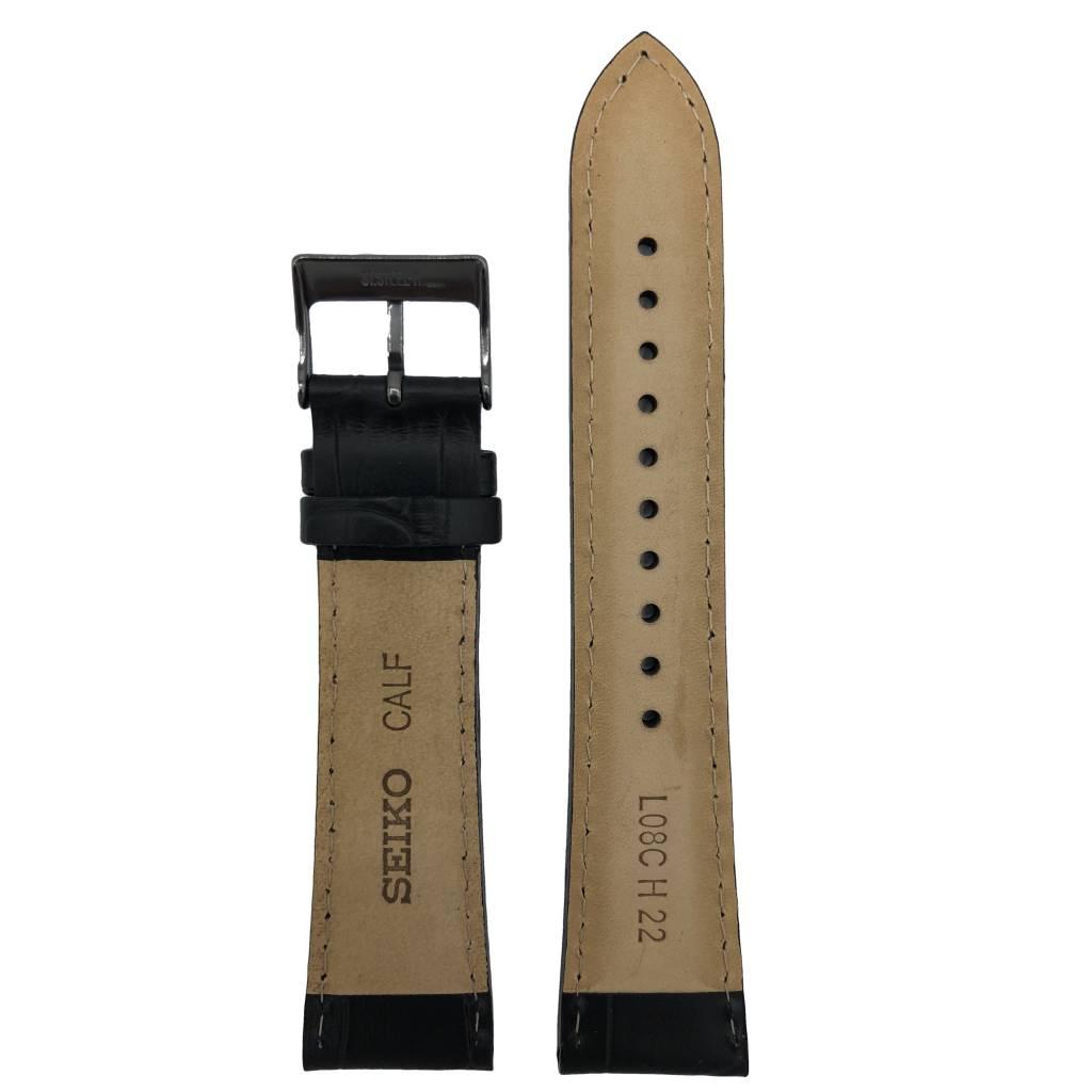 Watch Band SNDD71 Black ION Leather 7T92 - 0NK0 Strap L08C H 22mm Replacement - Watch Plaza