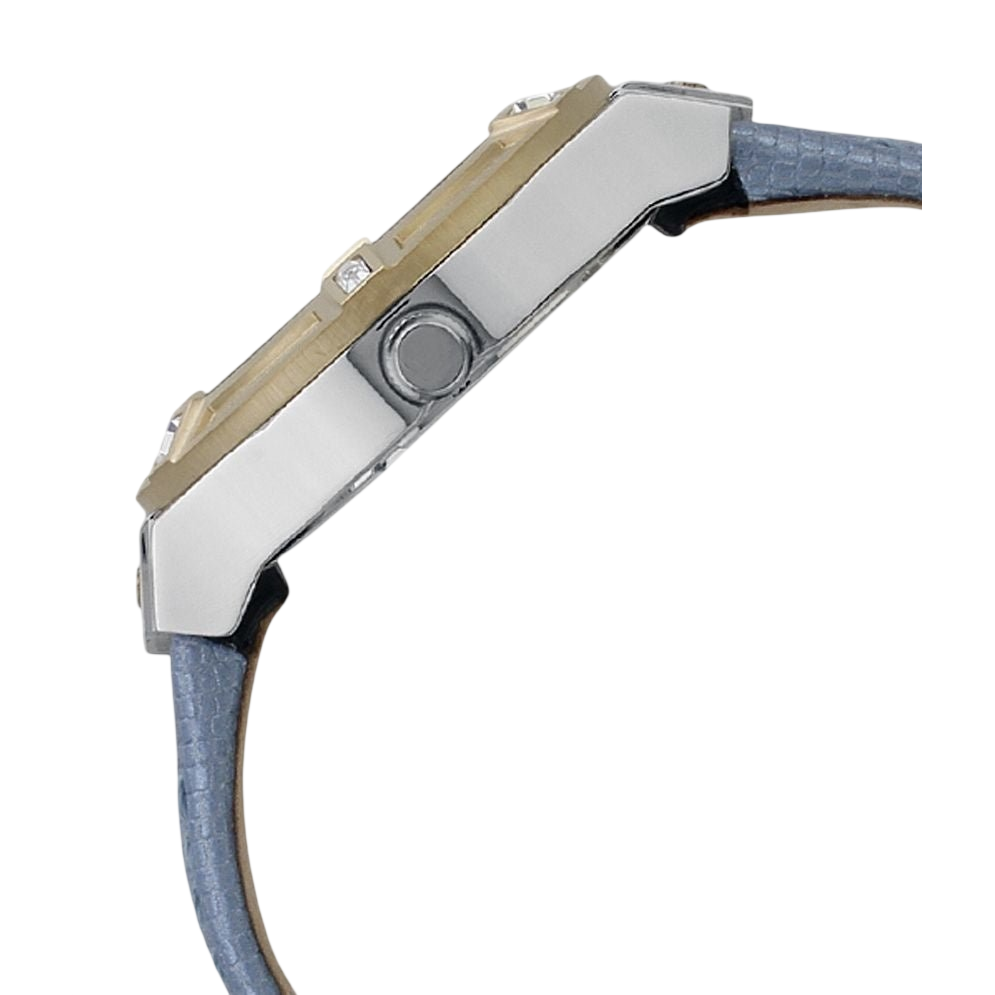 Watch Guess W0289L2 Jet Setter ladies watch gold colored 39mm light blue strap - Watch Plaza