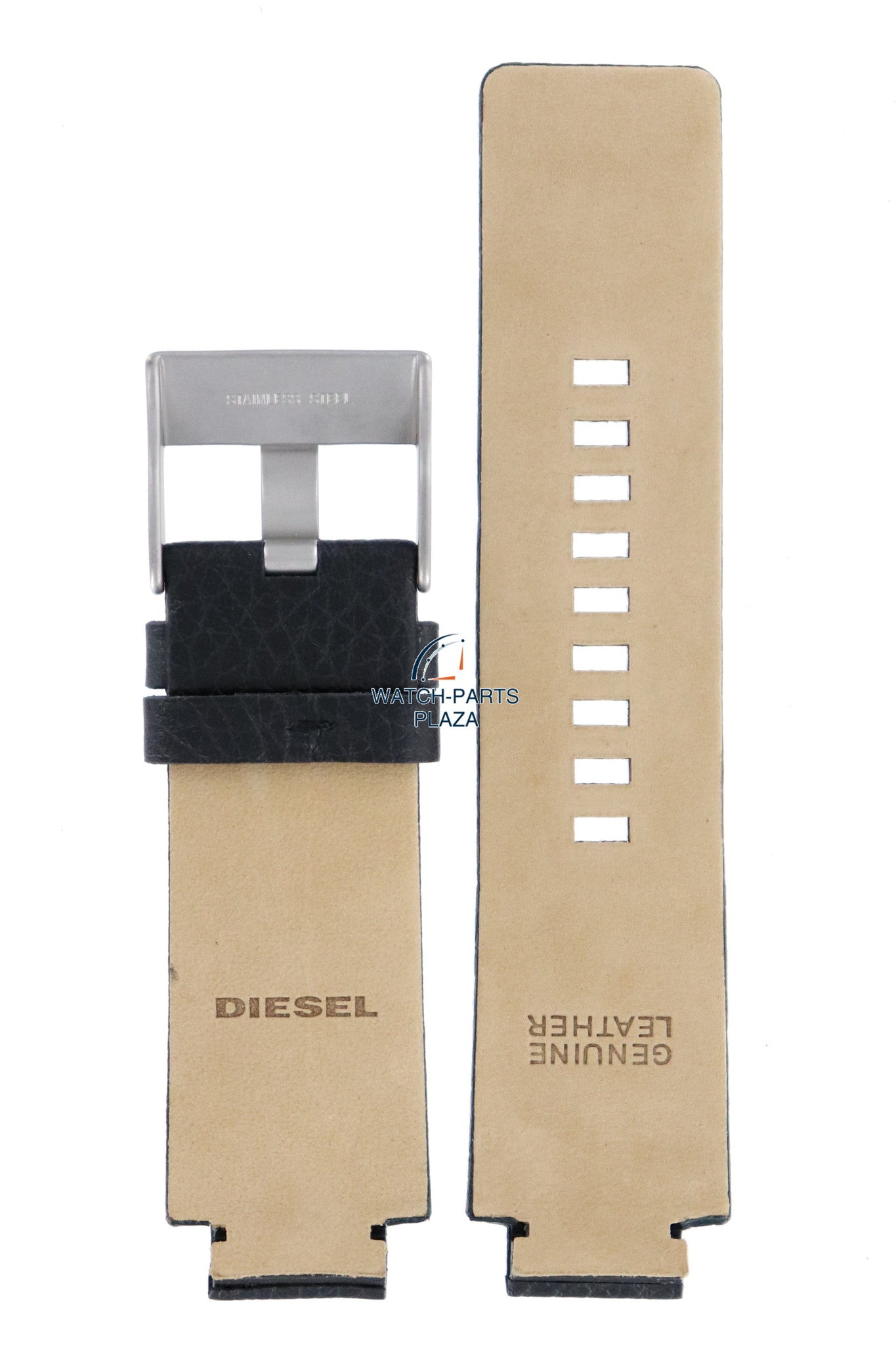 Watch Strap Diesel DZ1089 & DZ1091 & DZ1186 Cliffhanger black leather band 18mm - Watch Plaza