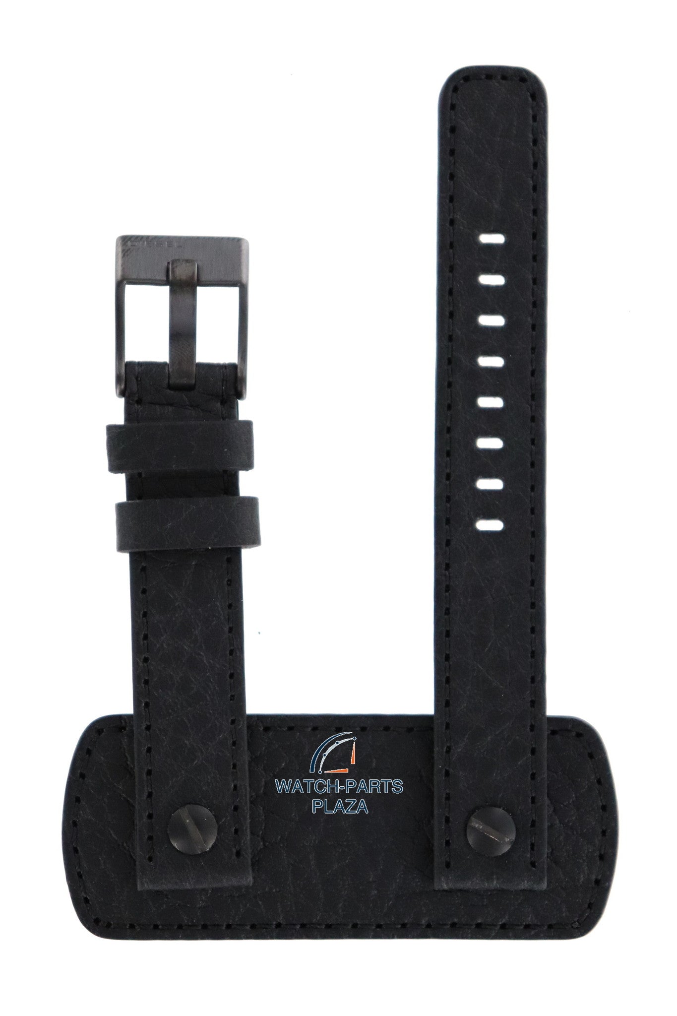 Watch Strap Diesel DZ2079 black buckle leather band 16mm original - Watch Plaza