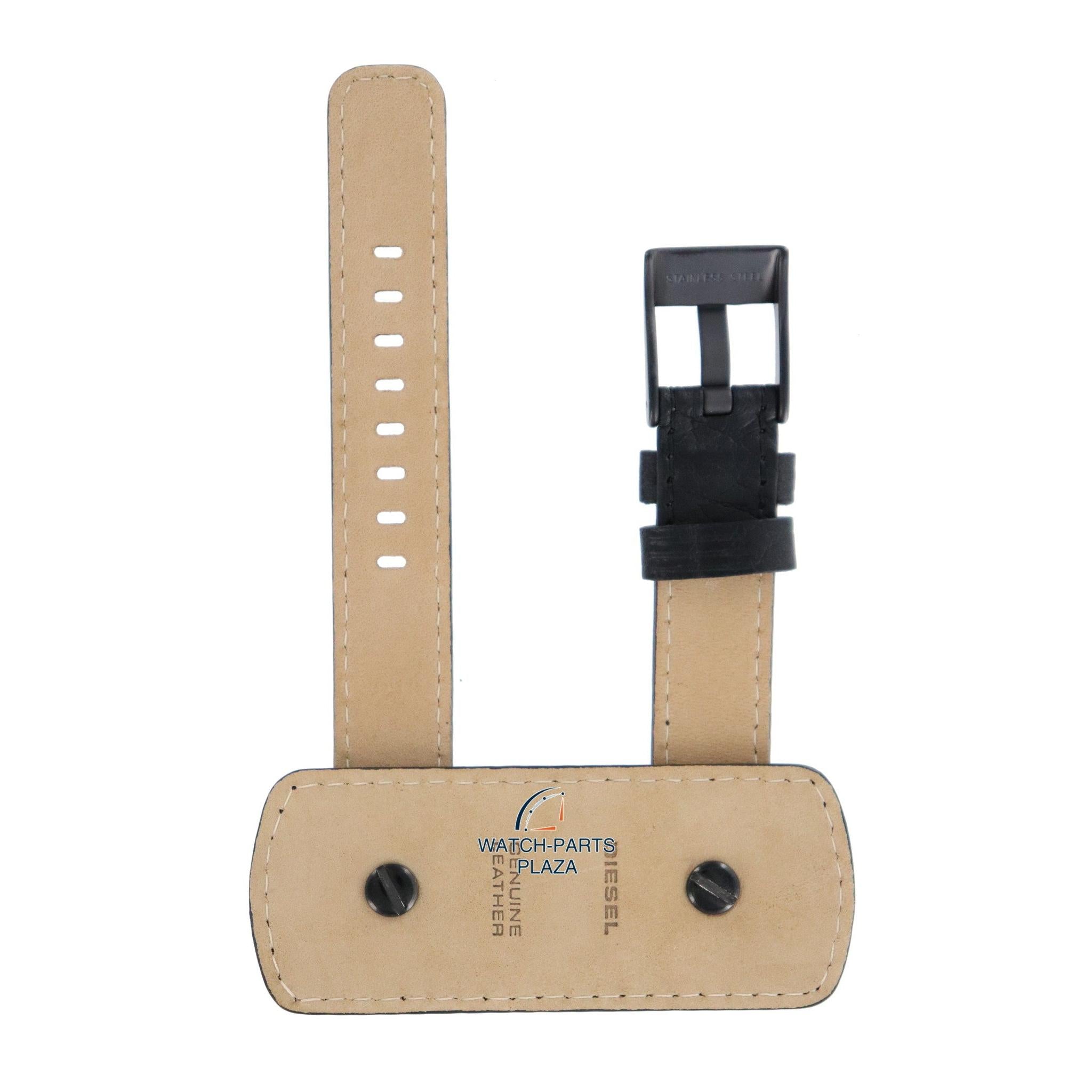 Watch Strap Diesel DZ2079 black buckle leather band 16mm original - Watch Plaza