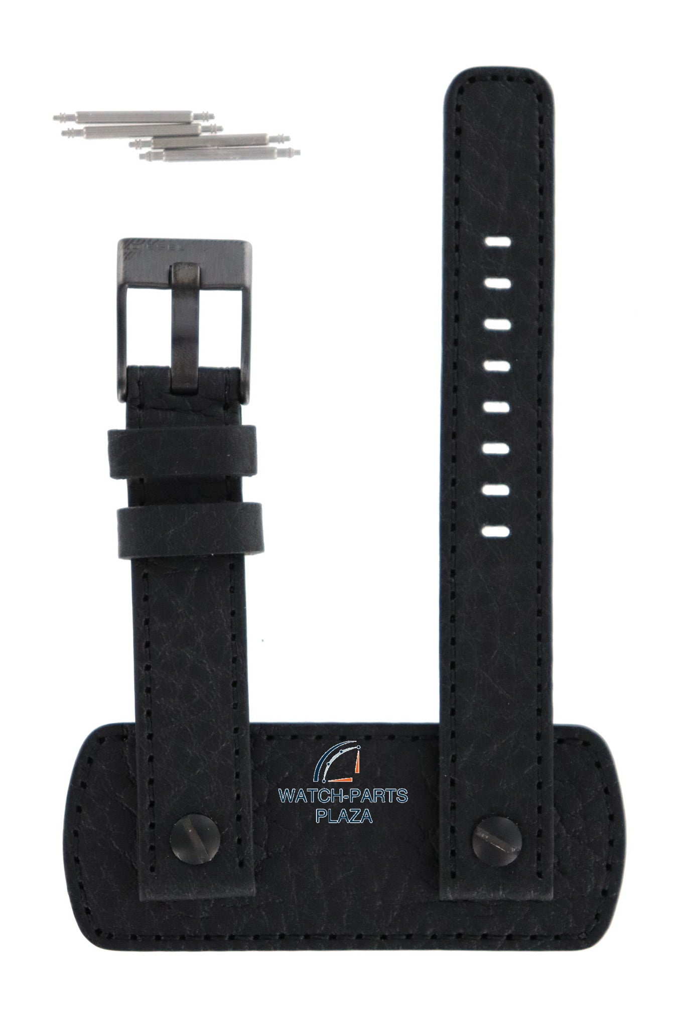 Watch Strap Diesel DZ2079 black buckle leather band 16mm original - Watch Plaza