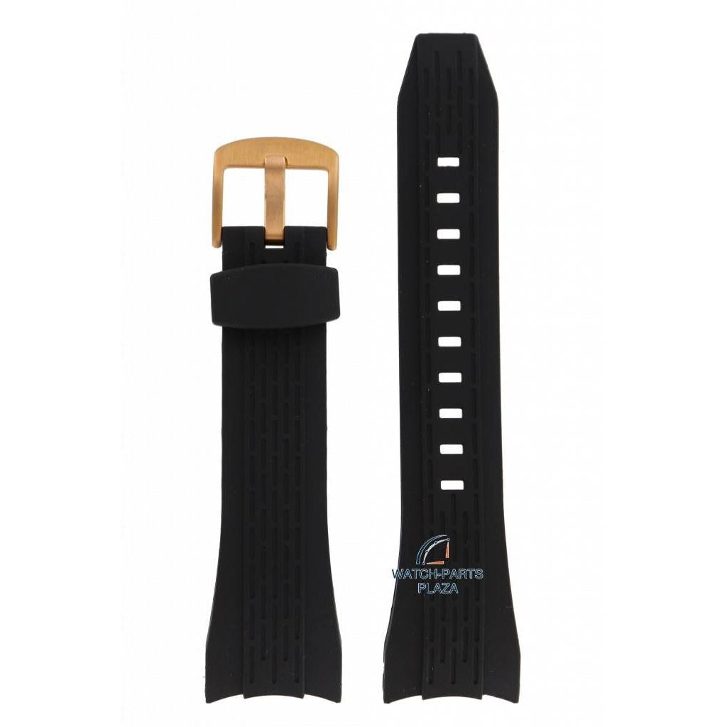 Watchstrap black 26mm with rosé clasp for Seiko 7T04 0AT0, 7T62 0JP0