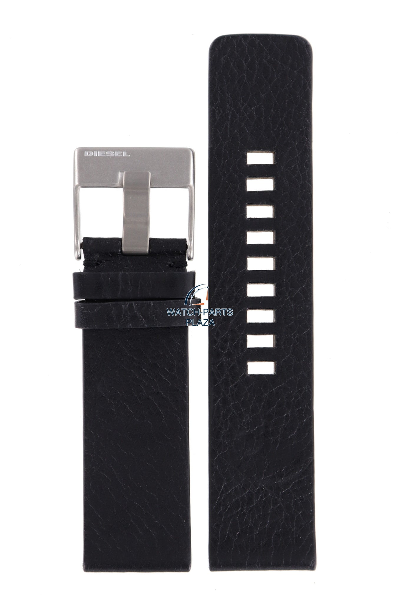 Watchband Diesel DZ1076 / DZ1085 black leather strap 24mm original - Watch Plaza