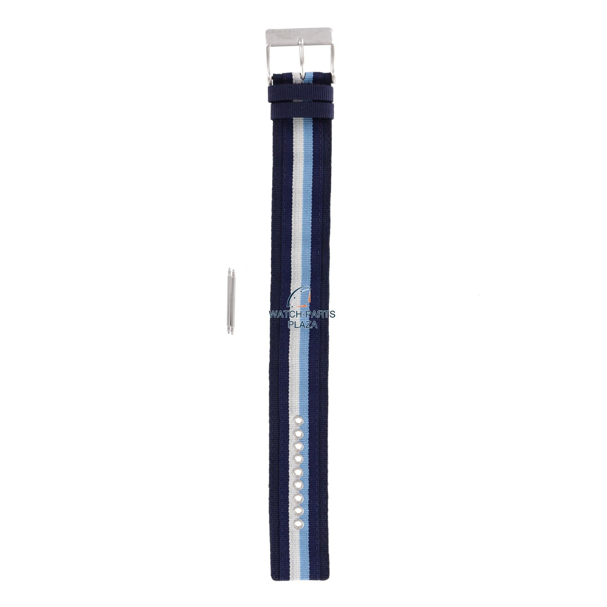 Watchband Diesel DZ2041 original blue canvas & leather strap 27mm DZ - 2041 - Watch Plaza