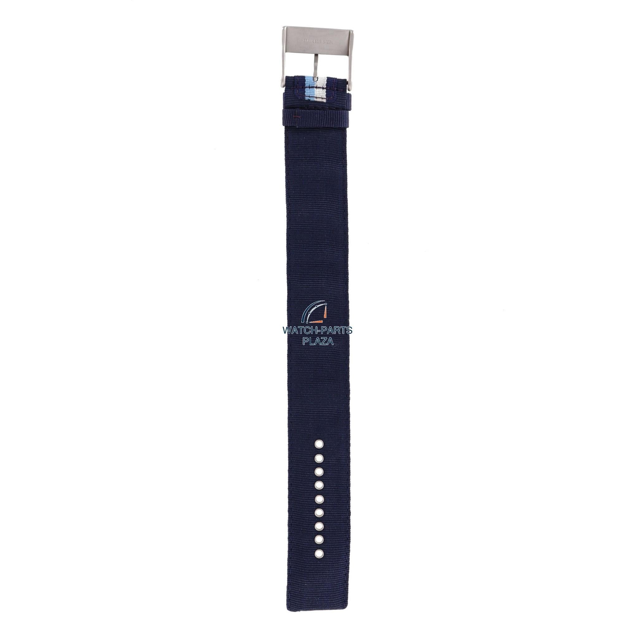 Watchband Diesel DZ2041 original blue canvas & leather strap 27mm DZ - 2041 - Watch Plaza