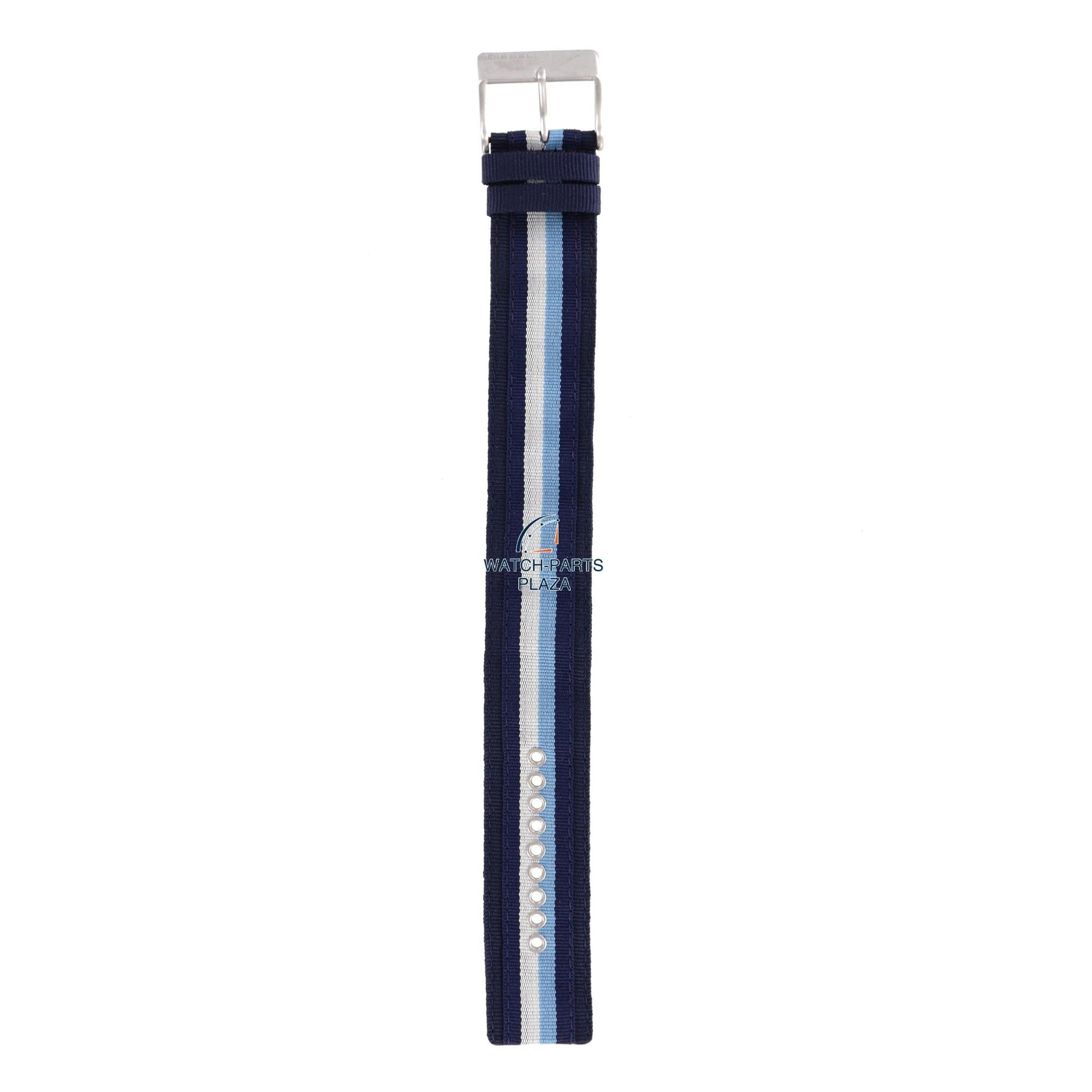 Watchband Diesel DZ2041 original blue canvas & leather strap 27mm DZ - 2041 - Watch Plaza