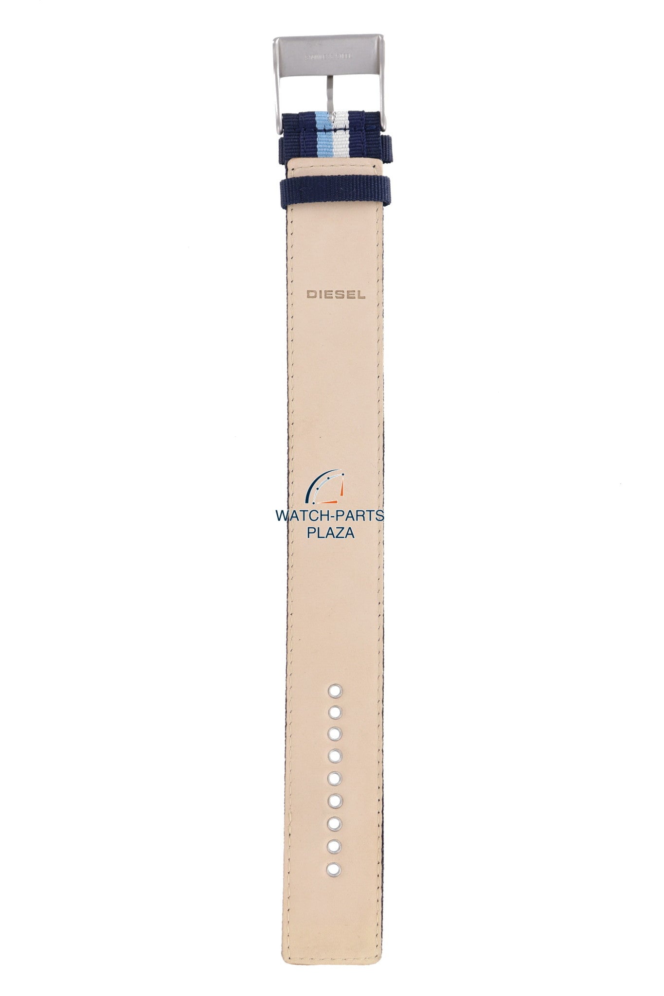 Watchband Diesel DZ2041 original blue canvas &amp; leather strap 27mm DZ - 2041 - Watch Plaza