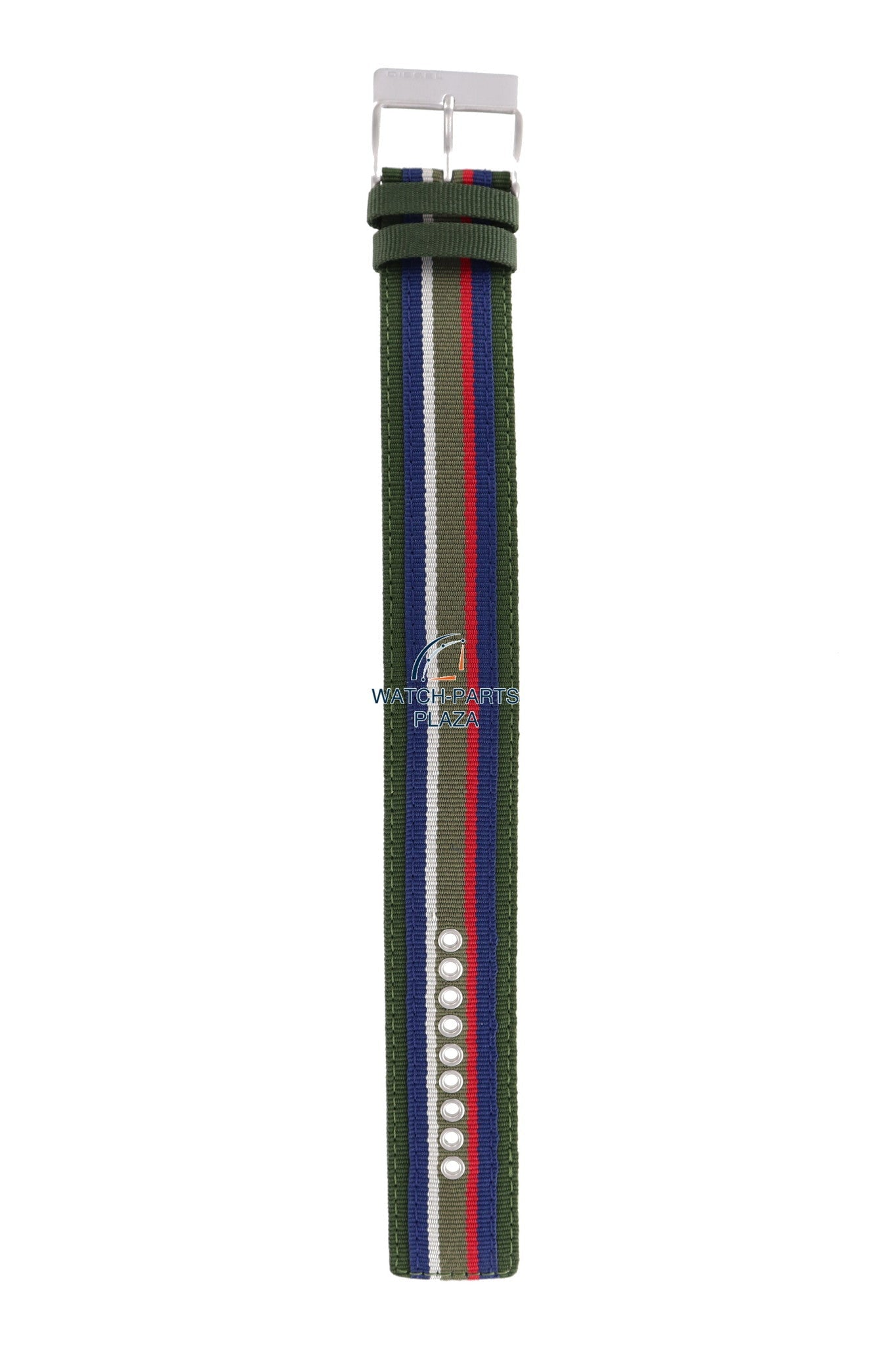 Watchband Diesel DZ2057 original green & blue canvas / leather strap 27mm DZ - 2057 - Watch Plaza