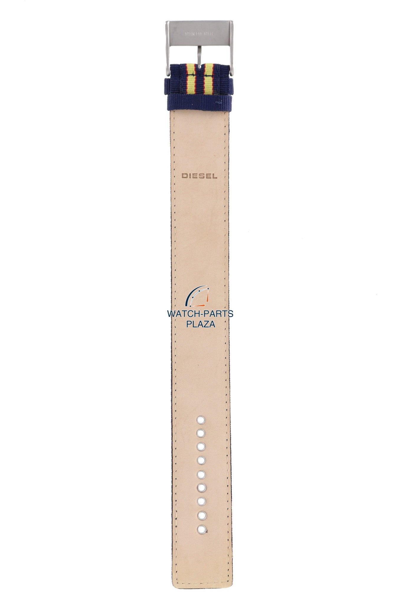 Watchband Diesel DZ2059 original yellow & dark blue canvas / leather strap 27mm DZ - 2059 - Watch Plaza