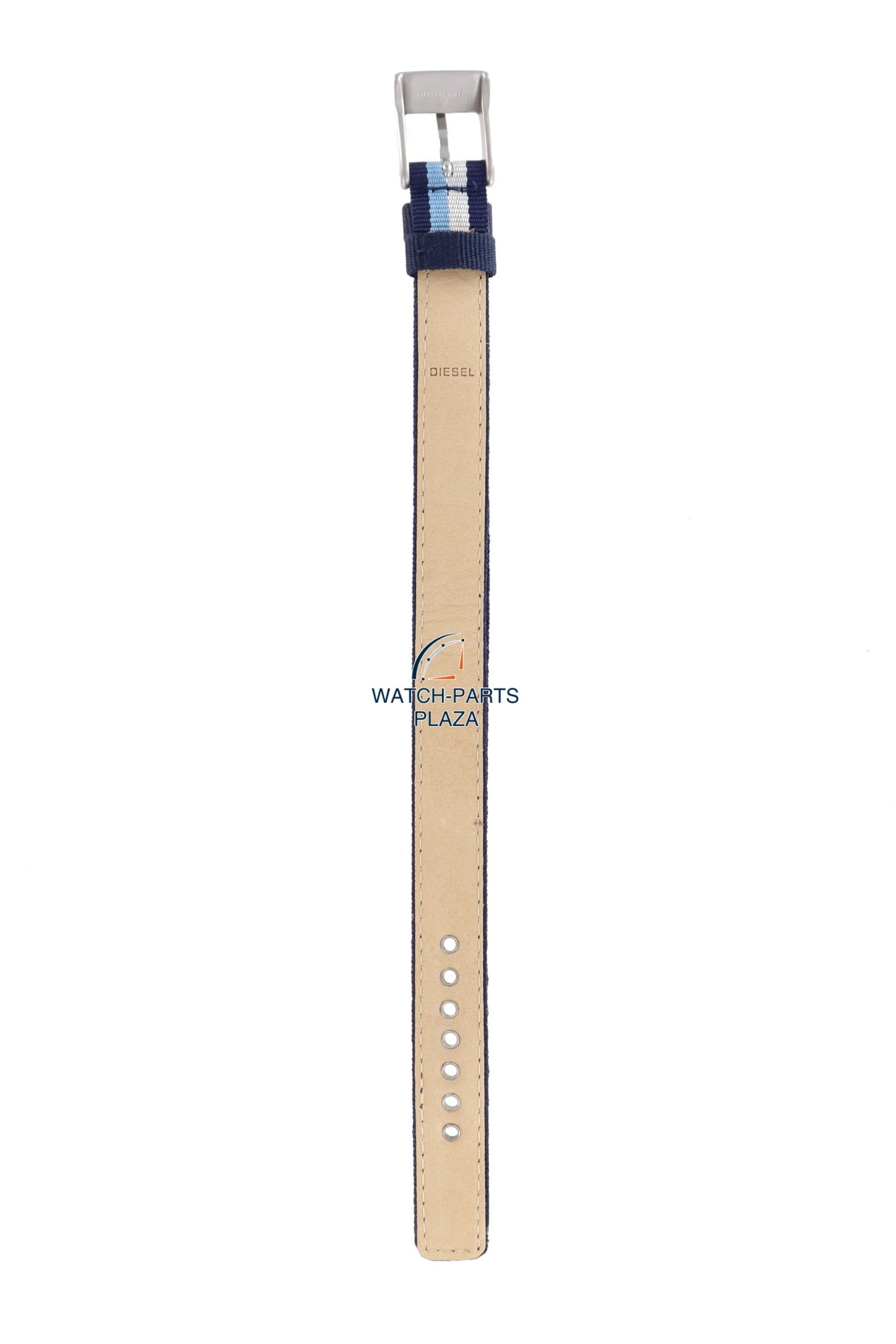 Watchband Diesel DZ2083 original blue canvas / leather strap 14mm DZ - 2083 - Watch Plaza